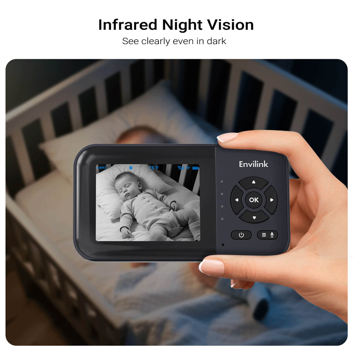 Envilink Video Baby Monitor with App, 2.8" Screen, 14-Hour Battery, Night Vision, Two-Way Talk, Sound & Temperature Detection