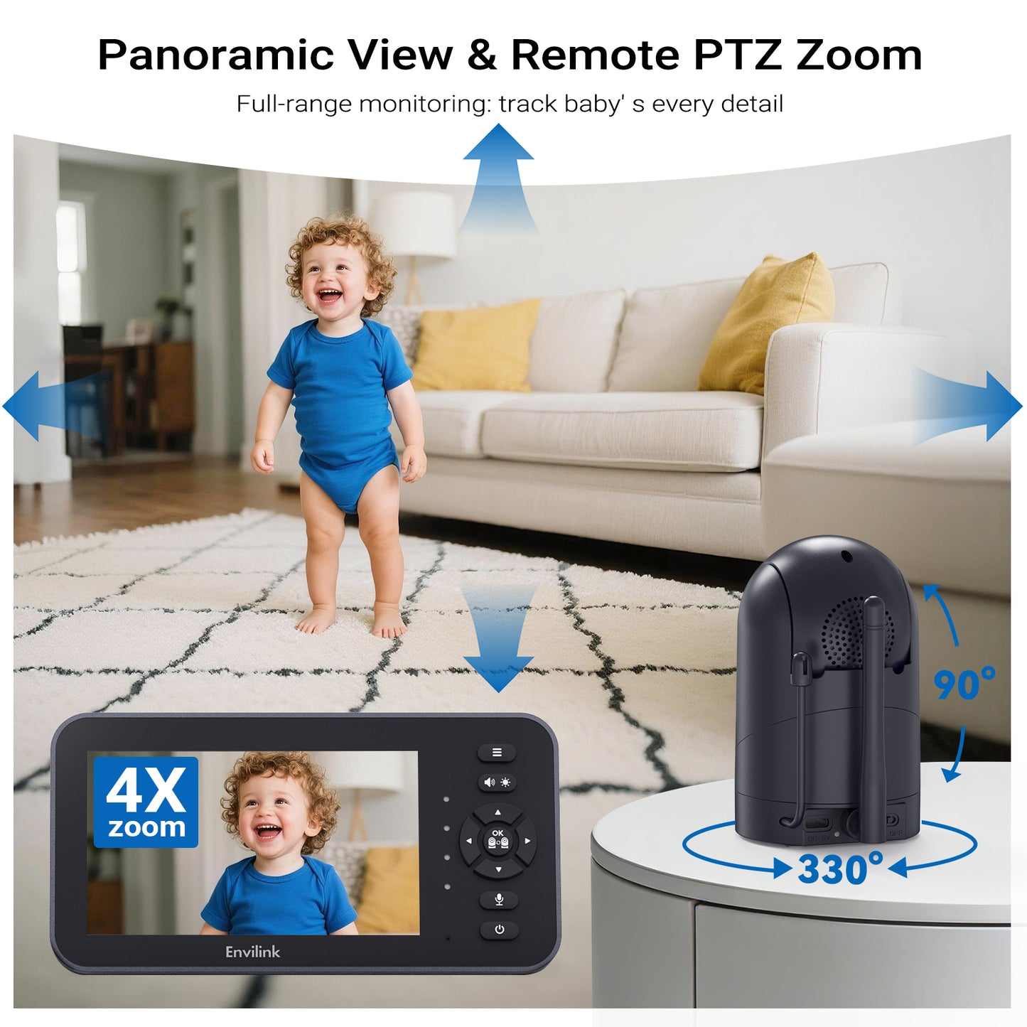 Envilink E50P Video Baby Monitor with Camera and Audio - 5" IPS Screen