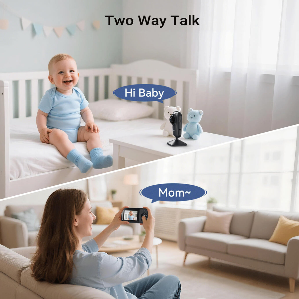 Envilink Video Baby Monitor with App, 2.8" Screen, 14-Hour Battery, Night Vision, Two-Way Talk, Sound & Temperature Detection