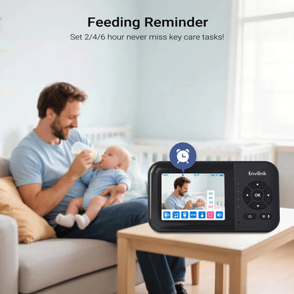 Envilink Video Baby Monitor with App, 2.8" Screen, 14-Hour Battery, Night Vision, Two-Way Talk, Sound & Temperature Detection
