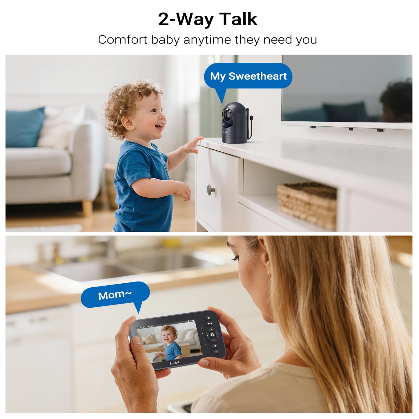 Envilink E50P Video Baby Monitor with Camera and Audio - 5" IPS Screen